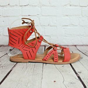 Dolce Vita Jasmyn Leather Lace Up Flat Red Sandals